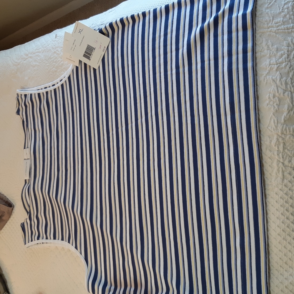 Liz Claiborne Tank Top XL Blue, white and yellow stripes